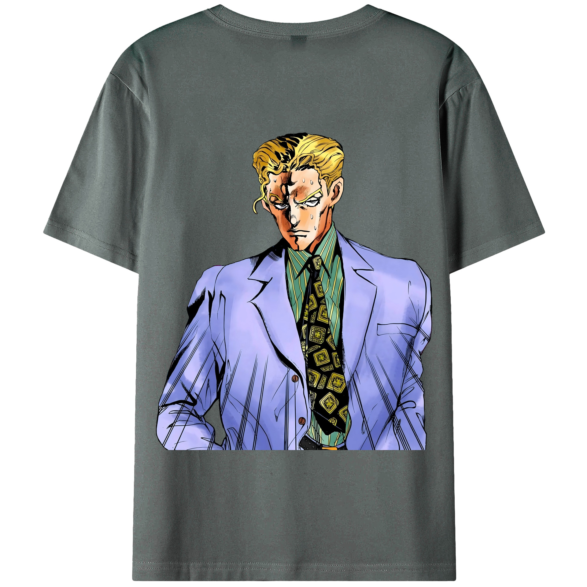 （画像用） ジョジョの奇妙な冒険 きら よしかげ JoJo's Bizarre Adventure Kira Yoshikage 綿100％半袖Tシャツ（背面プリント）